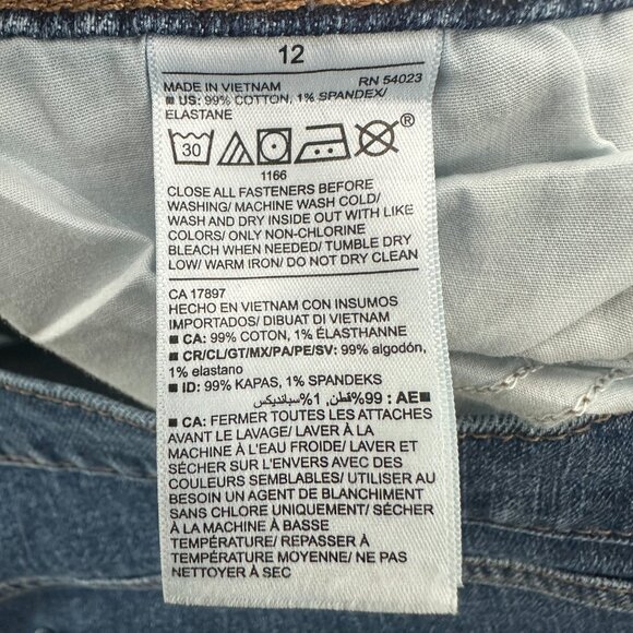 Old Navy Mid Rise Boyfriend Distressed Women's size 12 Dark Wash Blue Denim Jean - Picture 4 of 5